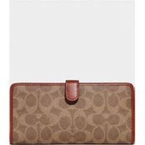 Coach Signature Monogram Coated Canvas Skinny Wallet